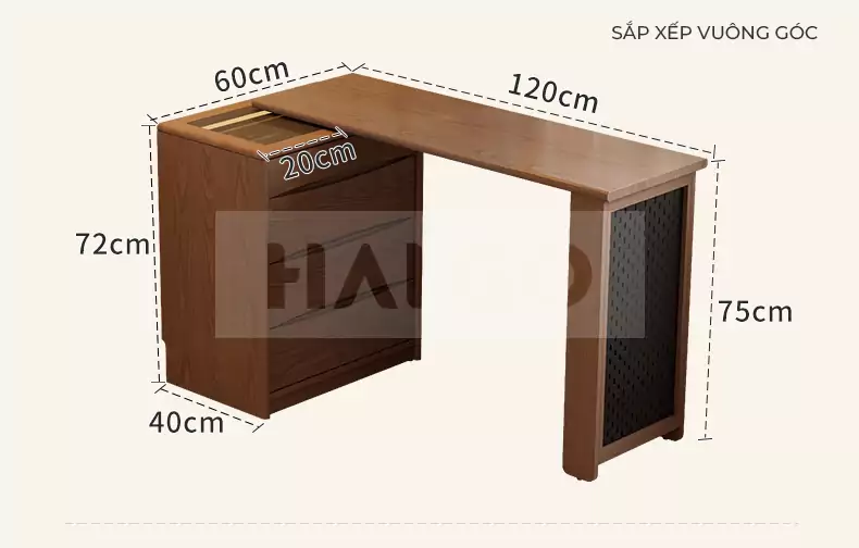 Bàn Trang Điểm Tích Hợp Tủ Đồ Hiện Đại Haigo BTD018