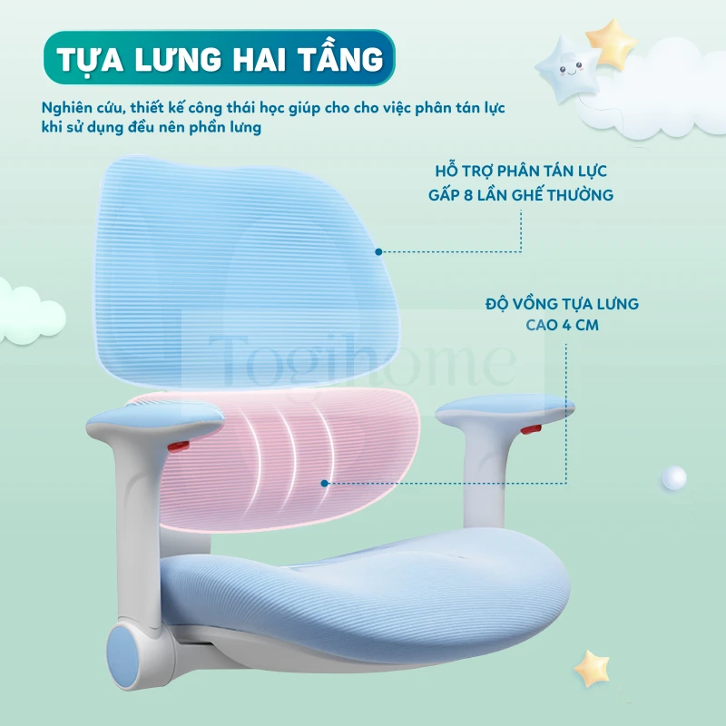 Bộ Bàn Học Thông Minh TOGI Smart T202 với công nghệ ergonomic tiên tiến, mỗi chi tiết của bàn ghế được thiết kế để hỗ trợ vững chắc cho cơ thể, tạo ra một trải nghiệm học tập thoải mái và tiện ích.