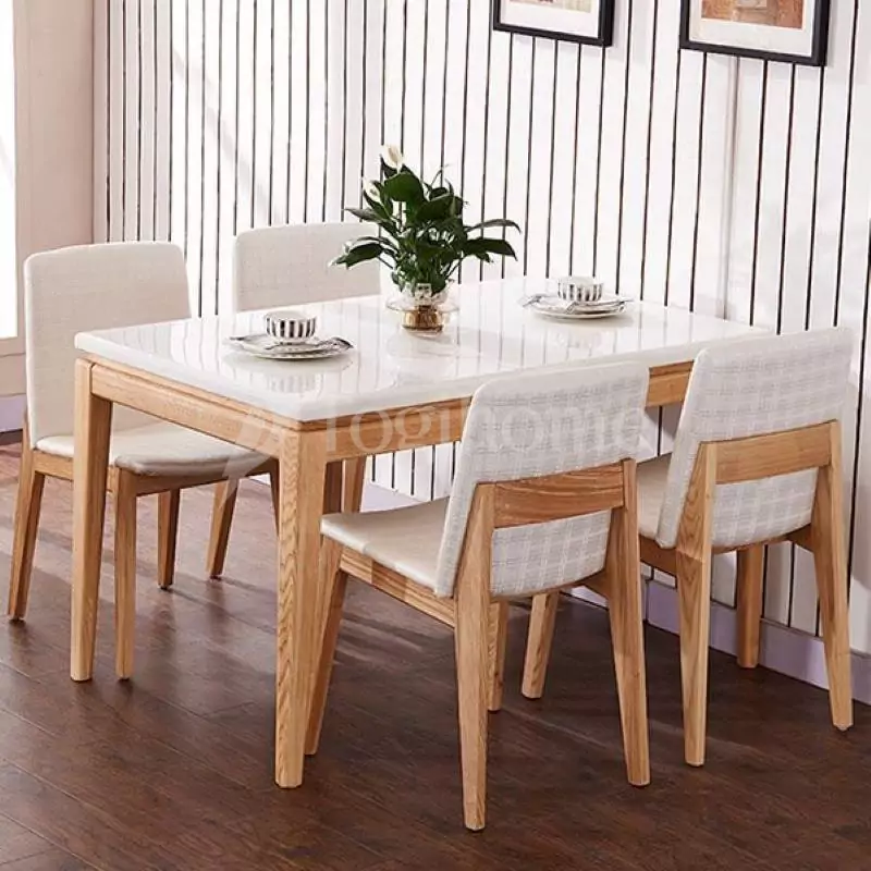 Bộ bàn ăn cho phòng bếp nhỏ hình chữ nhật 4 ghế
