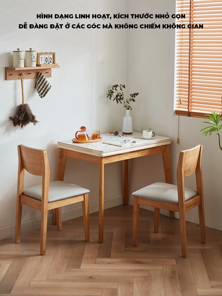 Bộ Bàn Ăn Gấp Gọn Gỗ Tự Nhiên BA347