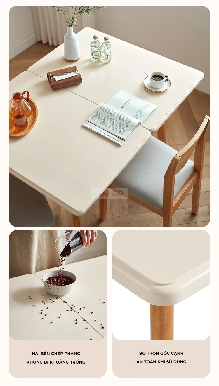 Bộ Bàn Ăn Gấp Gọn Gỗ Tự Nhiên BA347