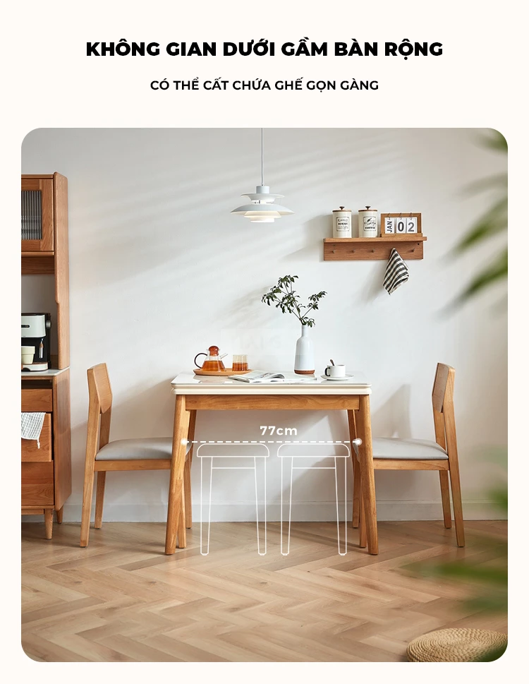 Bộ Bàn Ăn Gấp Gọn Gỗ Tự Nhiên BA347