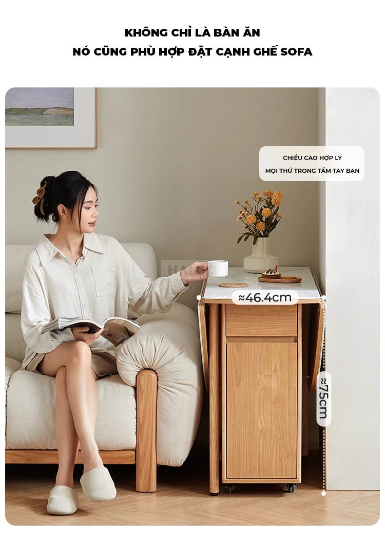 Bộ Bàn Ăn Gấp Gọn Gỗ Tự Nhiên Haigo BA353