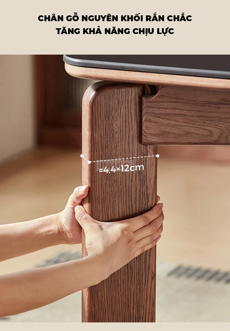 Bộ Bàn Ăn Gỗ Tự Nhiên Kết Hợp Mặt Đá 12mm Cao Cấp Haigo BA361