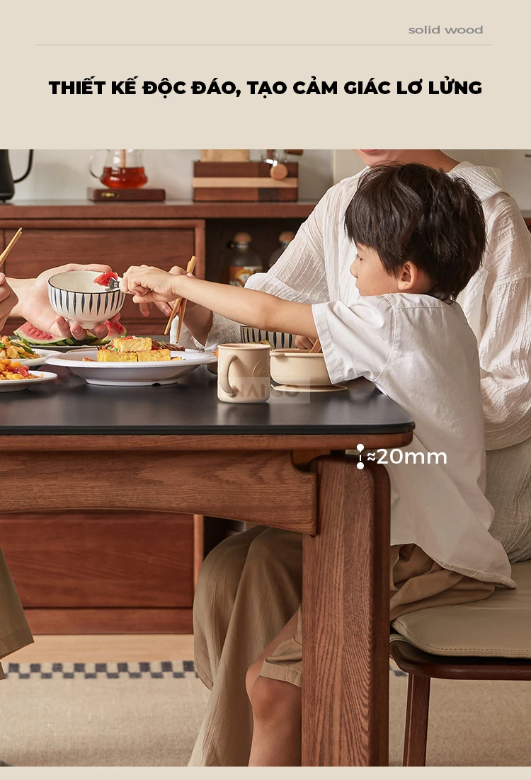 Bộ Bàn Ăn Gỗ Tự Nhiên Kết Hợp Mặt Đá 12mm Cao Cấp Haigo BA361