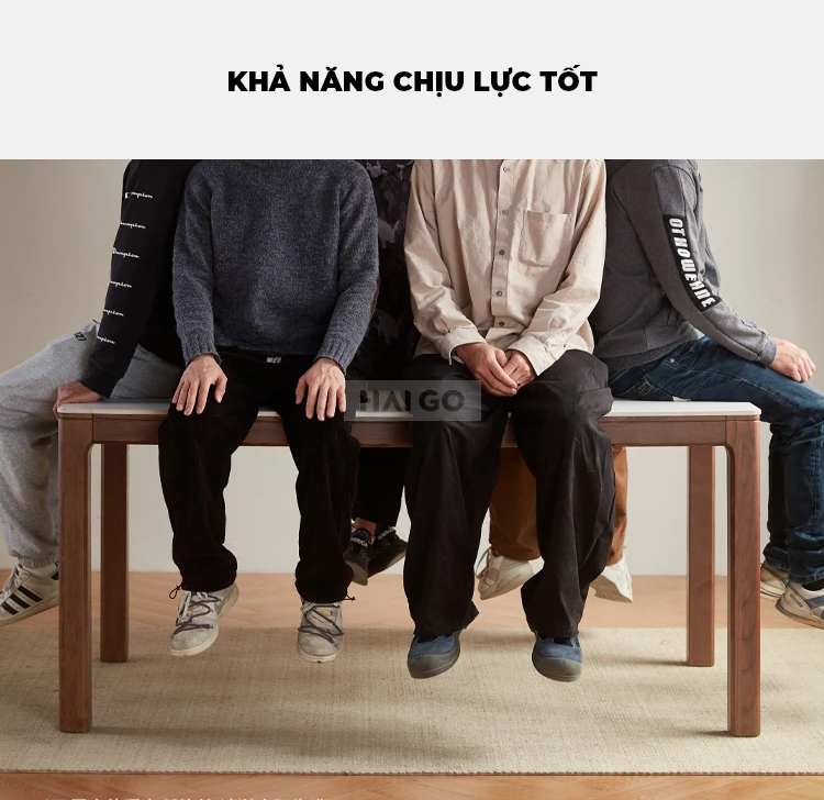 Bộ Bàn Ăn Gỗ Tự Nhiên Kết Hợp Mặt Đá 12mm Cao Cấp Haigo BA362