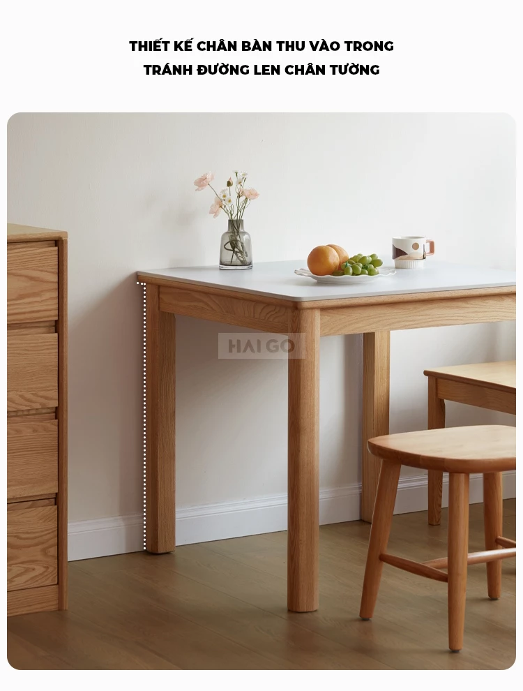 Bộ Bàn Ăn Kết Hợp Mặt Đá Tự Nhiên Cao Cấp Haigo BA357