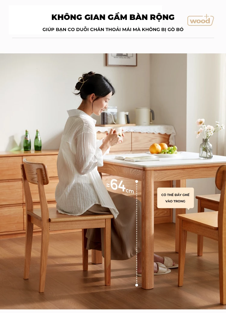 Bộ Bàn Ăn Kết Hợp Mặt Đá Tự Nhiên Cao Cấp Haigo BA357
