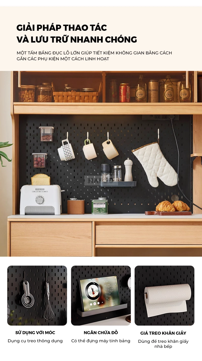 Bộ Bàn Ăn Mặt Đá Tự Nhiên Kết Hợp Tủ Bếp Đa Năng Haigo KC399