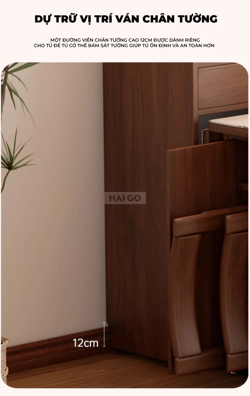 Bộ Bàn Ăn Mặt Đá Tự Nhiên Kết Hợp Tủ Bếp Thông Minh Haigo BA372