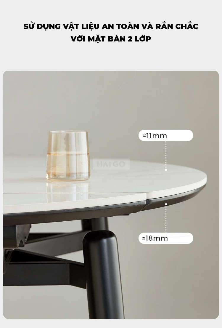 Bộ Bàn Ăn Thông Minh Kết Hợp Mặt Nhựa Cao Cấp Haigo BA359