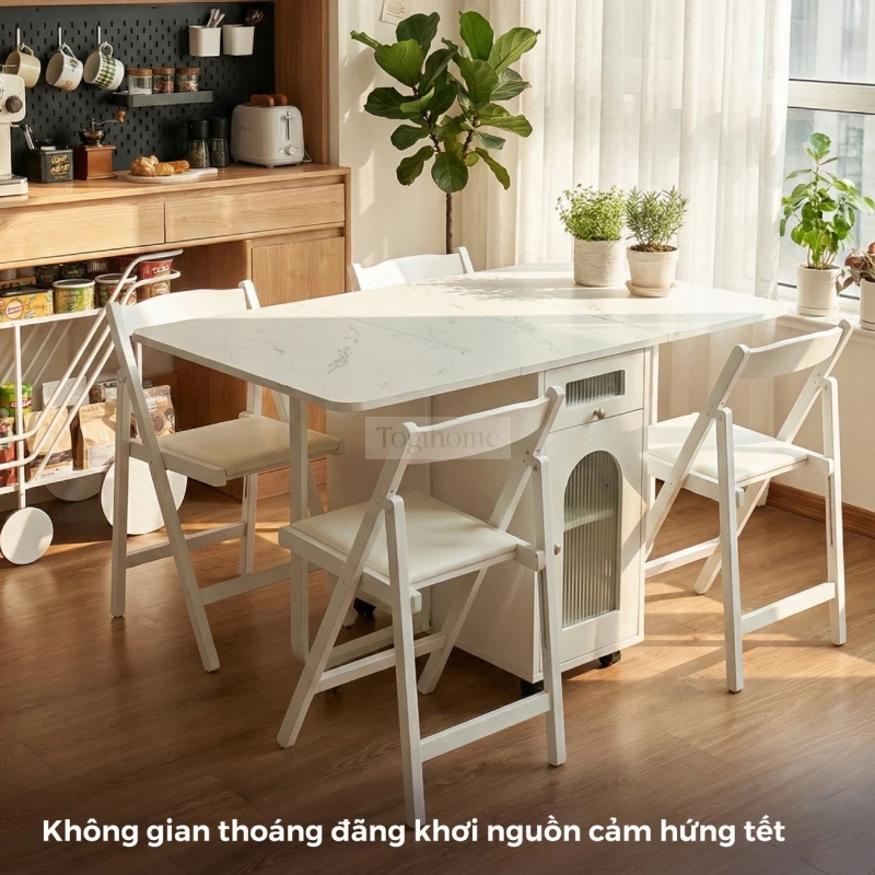 Bộ Bàn Ăn Thông Minh Tone Trắng Smart BA043 kết hợp hoàn hảo mang đến không gian đầy sức sống.