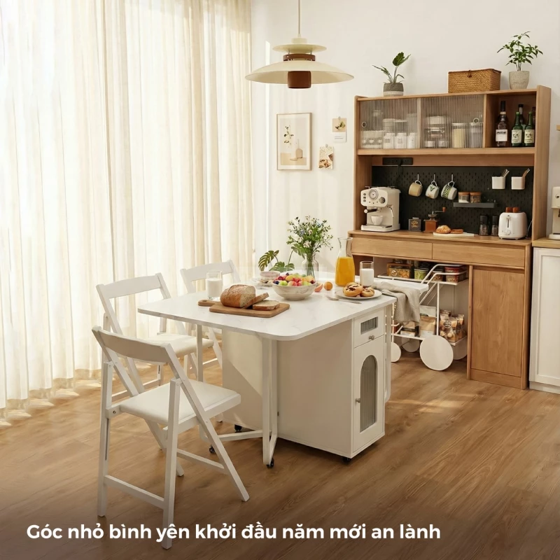 Bộ Bàn Ăn Thông Minh Tone Trắng Smart BA043 đem đến cấu trúc chắc chắn với chất liệu gỗ cao cấp và hiện đại.