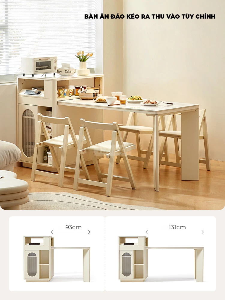 Bộ Bàn Đảo Gỗ Tự Nhiên Kết Hợp Mặt Đá Cao Cấp Haigo CDT358