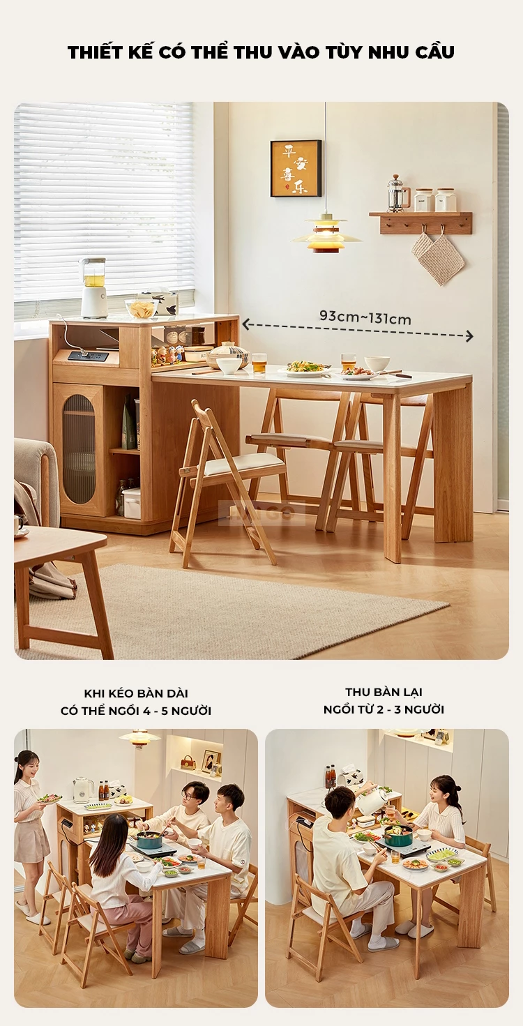 Bộ Bàn Đảo Gỗ Tự Nhiên Kết Hợp Mặt Đá Cao Cấp Haigo CDT358