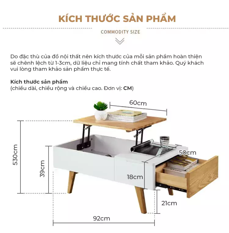 kích thước chi tiết của Bộ bàn thông minh đa năng KC11