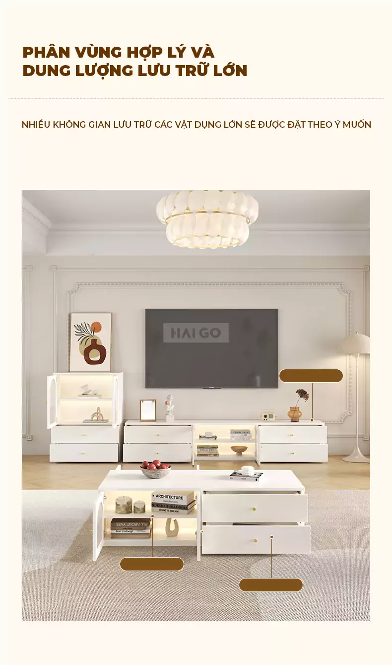 Bộ Kệ Tivi Phòng Khách Sang Trọng Haigo KTV168