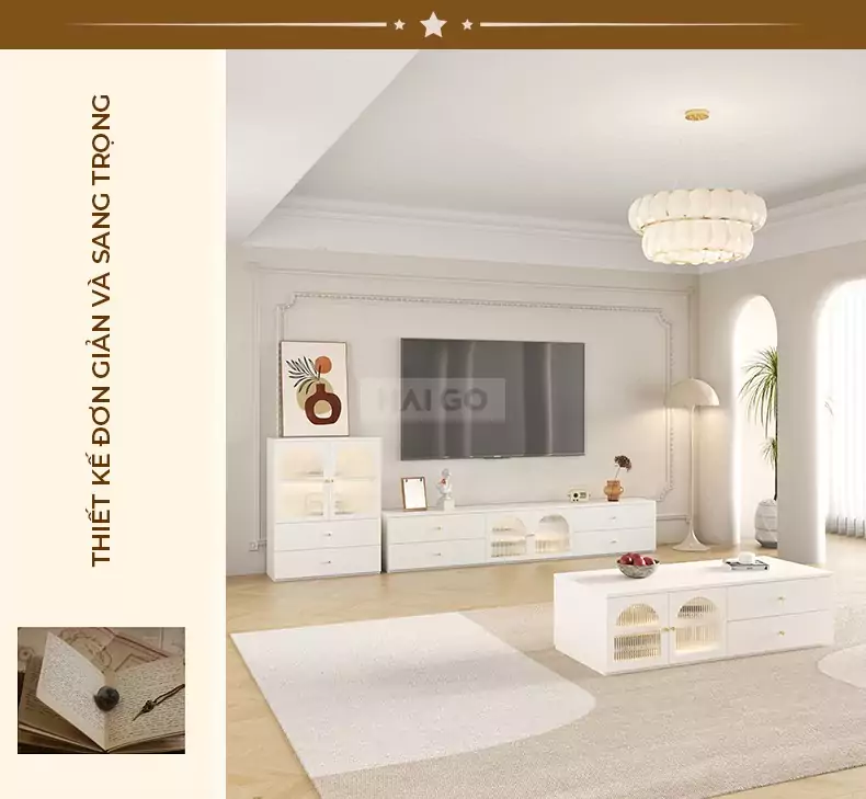 Bộ Kệ Tivi Phòng Khách Sang Trọng Haigo KTV168