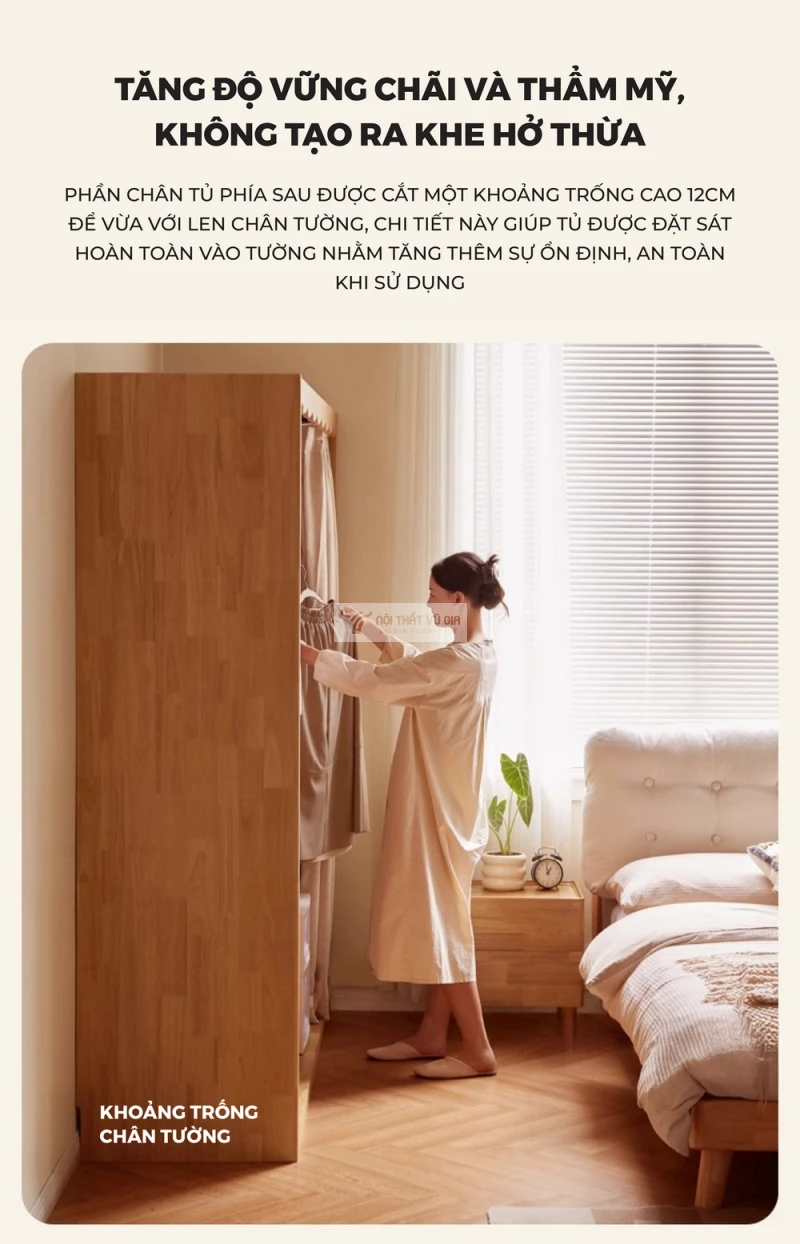 tủ quần áo của Bộ nội thất phòng ngủ gỗ tự nhiên phong cách hiện đại BR169