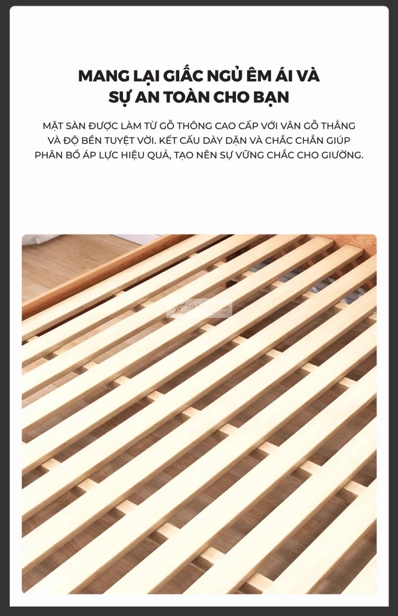 thiết kế kết cấu chắc chắn của Bộ nội thất phòng ngủ gỗ tự nhiên thiết kế tối giản, hiện đại BR173