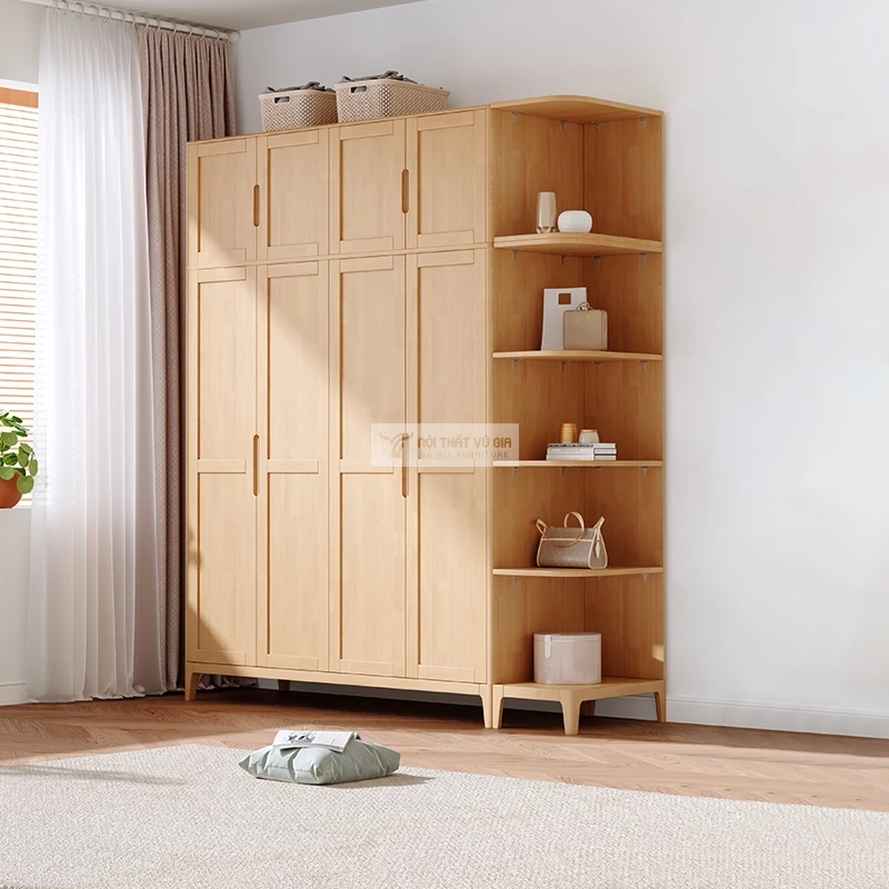 tủ quần áo của Bộ nội thất phòng ngủ gỗ tự nhiên thiết kế tối giản, hiện đại BR178