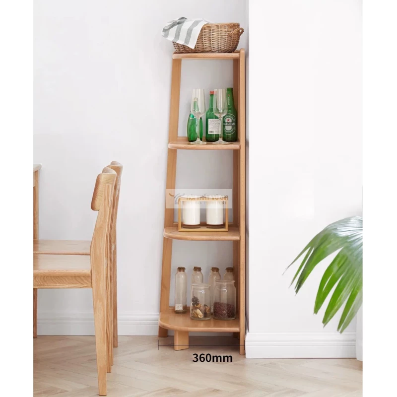 thiết kế khoa học của kệ góc Bộ sản phẩm phòng khách gỗ tự nhiên cao cấp phong cách tối giản CBK17