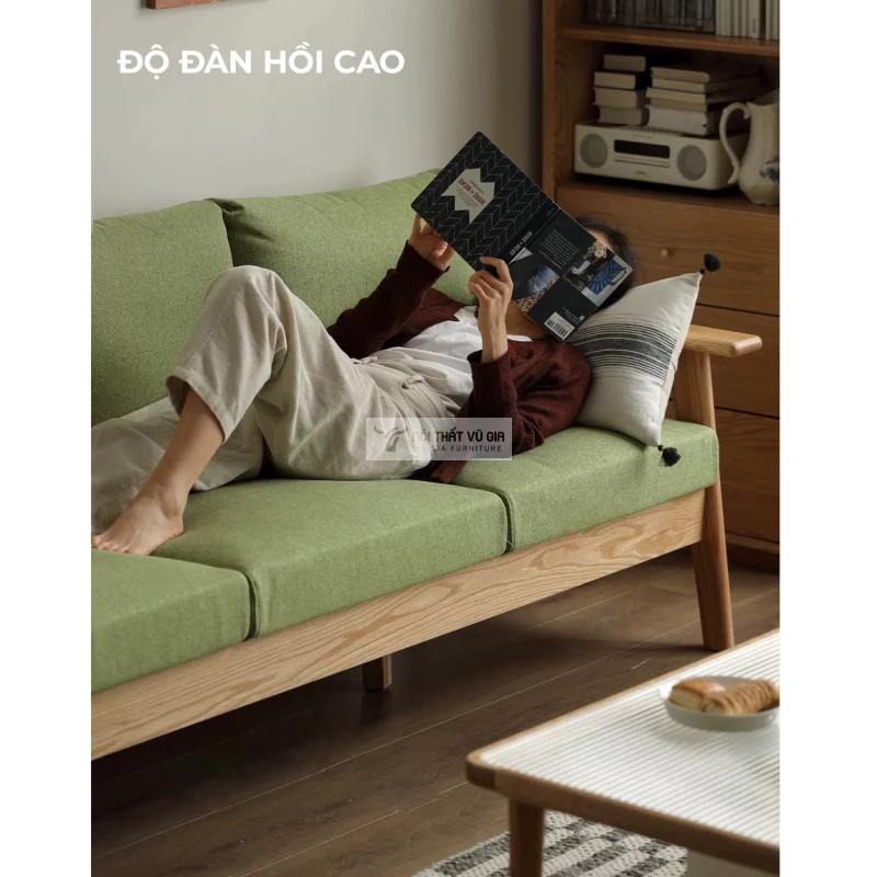 sofa có độ đàn hồi cao của Bộ sản phẩm phòng khách gỗ tự nhiên cao cấp phong cách tối giản CBK17