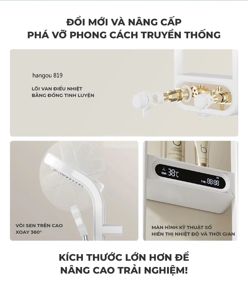 Bộ sen cây vòi tắm thông minh Togismart ST103 thiết kế hiện đại, chất liệu đồng mạ cao cấp chống gỉ, bền bỉ. Tích hợp chế độ nước mạnh - nhẹ linh hoạt, dễ sử dụng. Phù hợp mọi không gian phòng tắm. Dễ lắp đặt, bảo hành chính hãng, giao hàng toàn quốc.