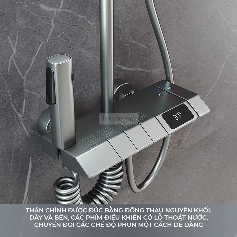 Bộ Sen Tắm Thông Minh Togismart ST101 mang đến trải nghiệm thư giãn tối ưu với thiết kế hiện đại, điều chỉnh nhiệt độ chính xác, tiết kiệm nước. Chất liệu cao cấp chống gỉ, bền bỉ theo thời gian. Lựa chọn lý tưởng cho phòng tắm tiện nghi, sang trọng.