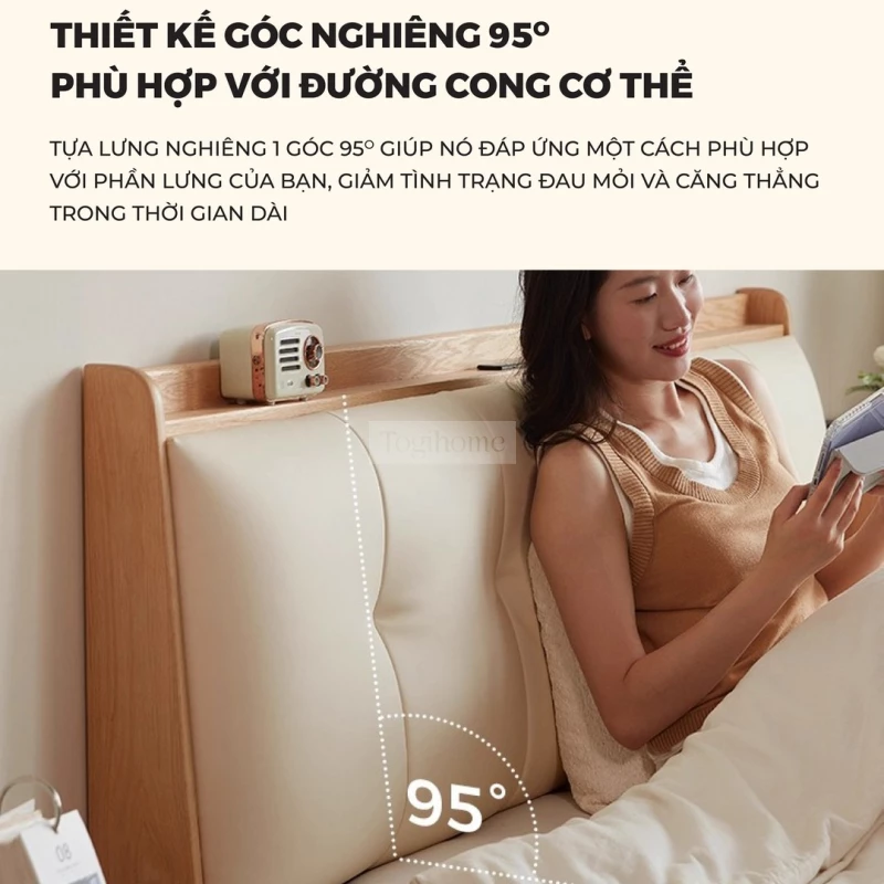 Bộ Sưu Tập Phòng Ngủ Rustic Haven 013 với giường ngủ có góc nghiêng tiện lợi mang đến sự thoải mái.