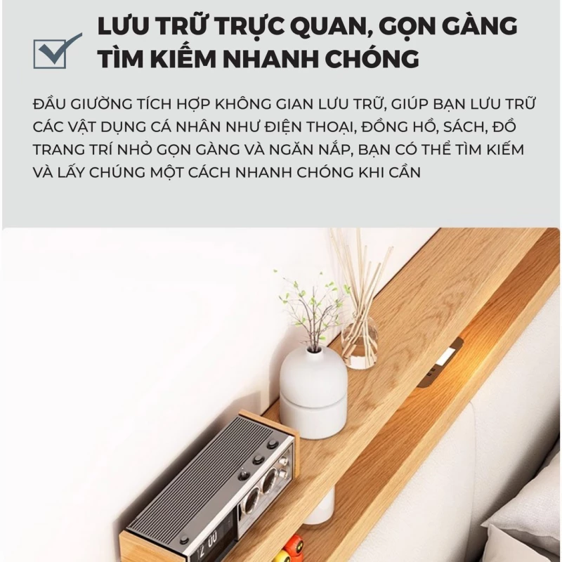 Bộ Sưu Tập Phòng Ngủ Rustic Haven 015 với thiết kế giường lưu trữ trực quan và tiện lợi.