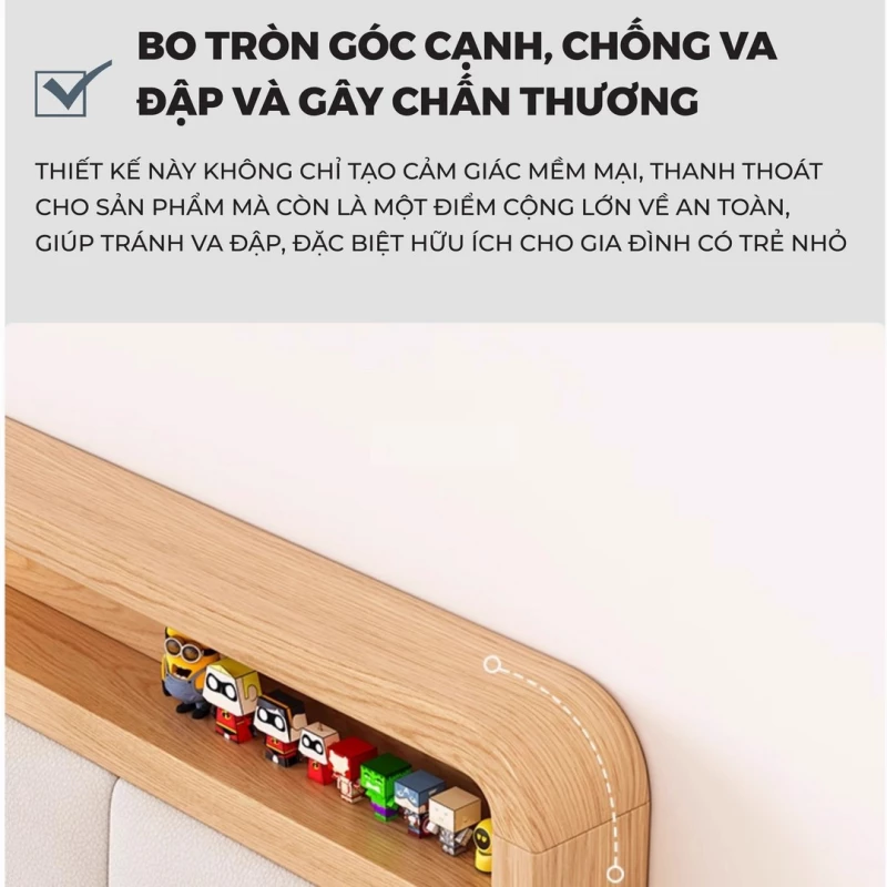 Bộ Sưu Tập Phòng Ngủ Rustic Haven 015 có giường được cấu trúc bo tròn các cạnh mang đến sự thoải mái.