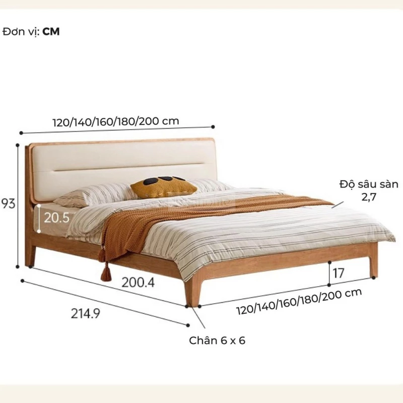 Bộ Sưu Tập Phòng Ngủ Rustic Haven 016 - Thông số và kích thước chi tiết của sản phẩm.