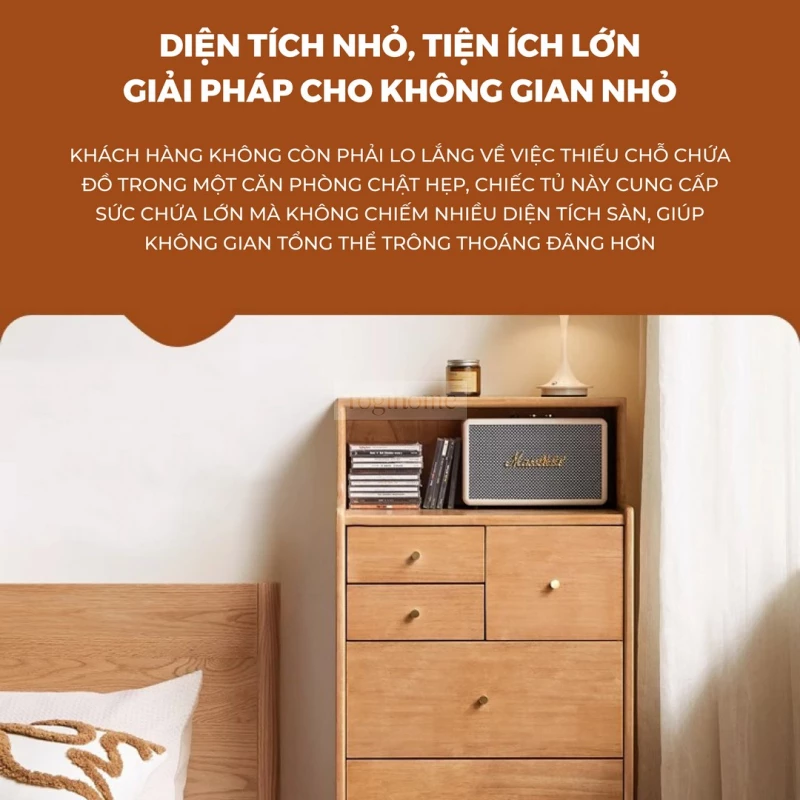 Bộ Sưu Tập Phòng Ngủ Rustic Haven 017 với thiết kế tủ đứng chiếm diện tích nhỏ nhưng mang đến không gian lưu trữ lớn.