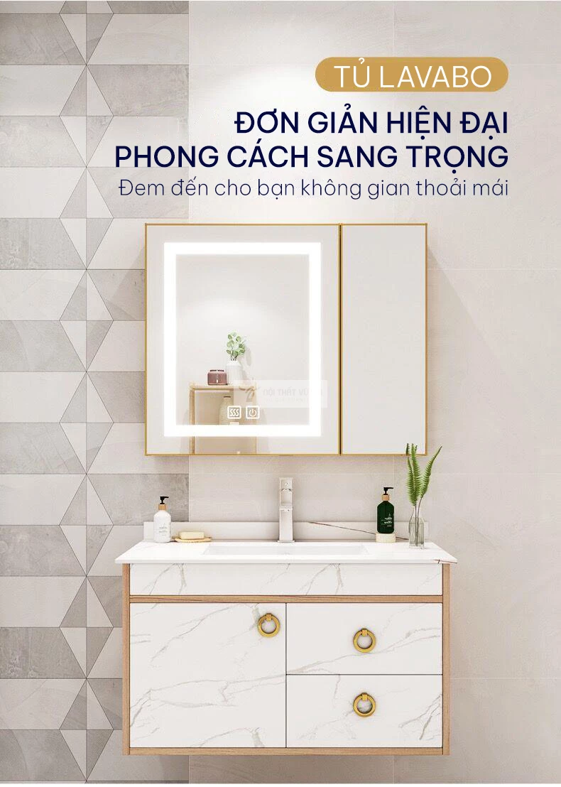 Bộ tủ chậu lavabo phòng tắm cao cấp BT12