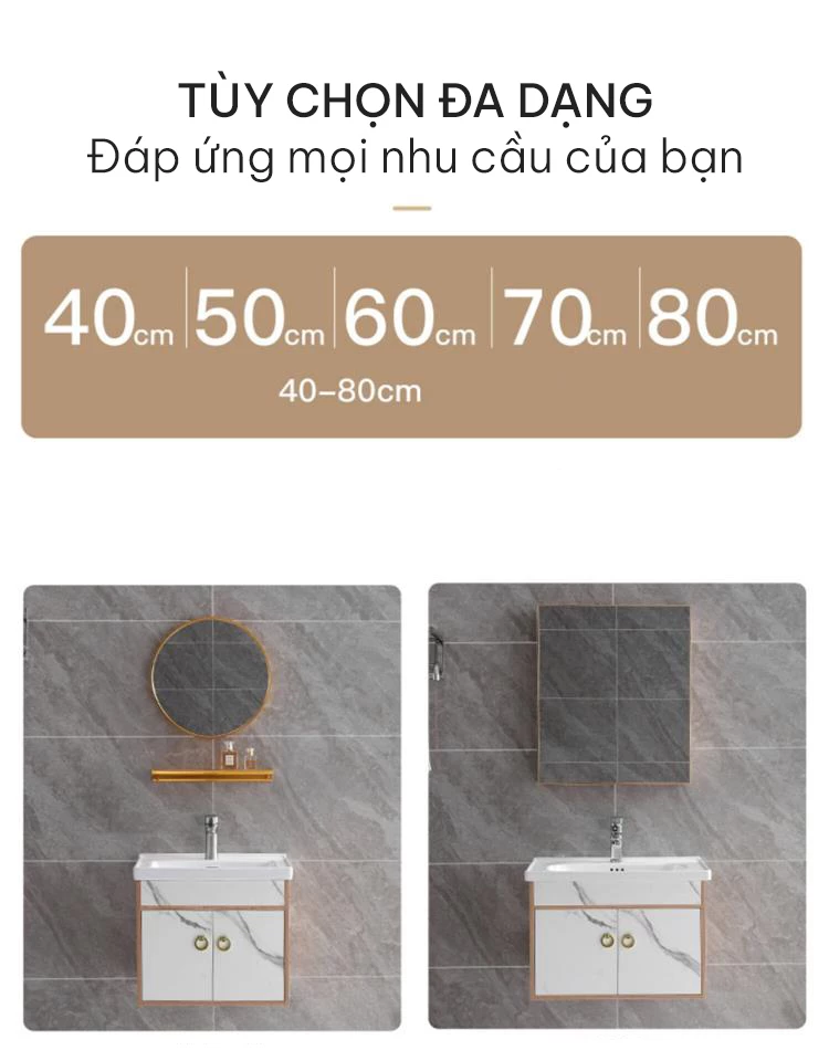 tùy chọn của Bộ tủ chậu lavabo phòng tắm cao cấp BT12