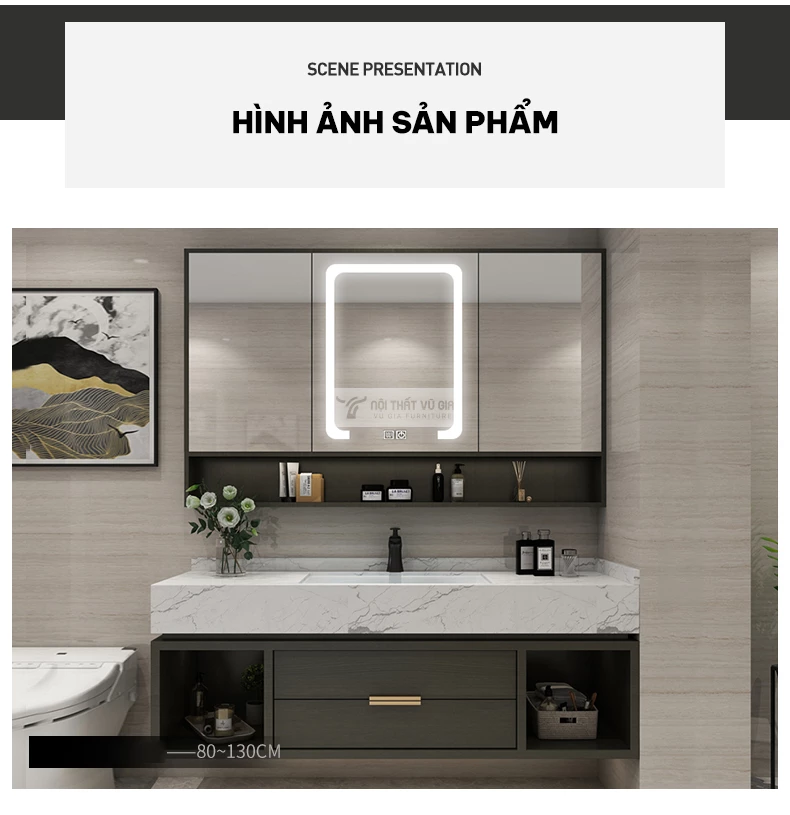 các tùy chọn kích thước của Bộ tủ chậu lavabo phòng tắm cao cấp BT18