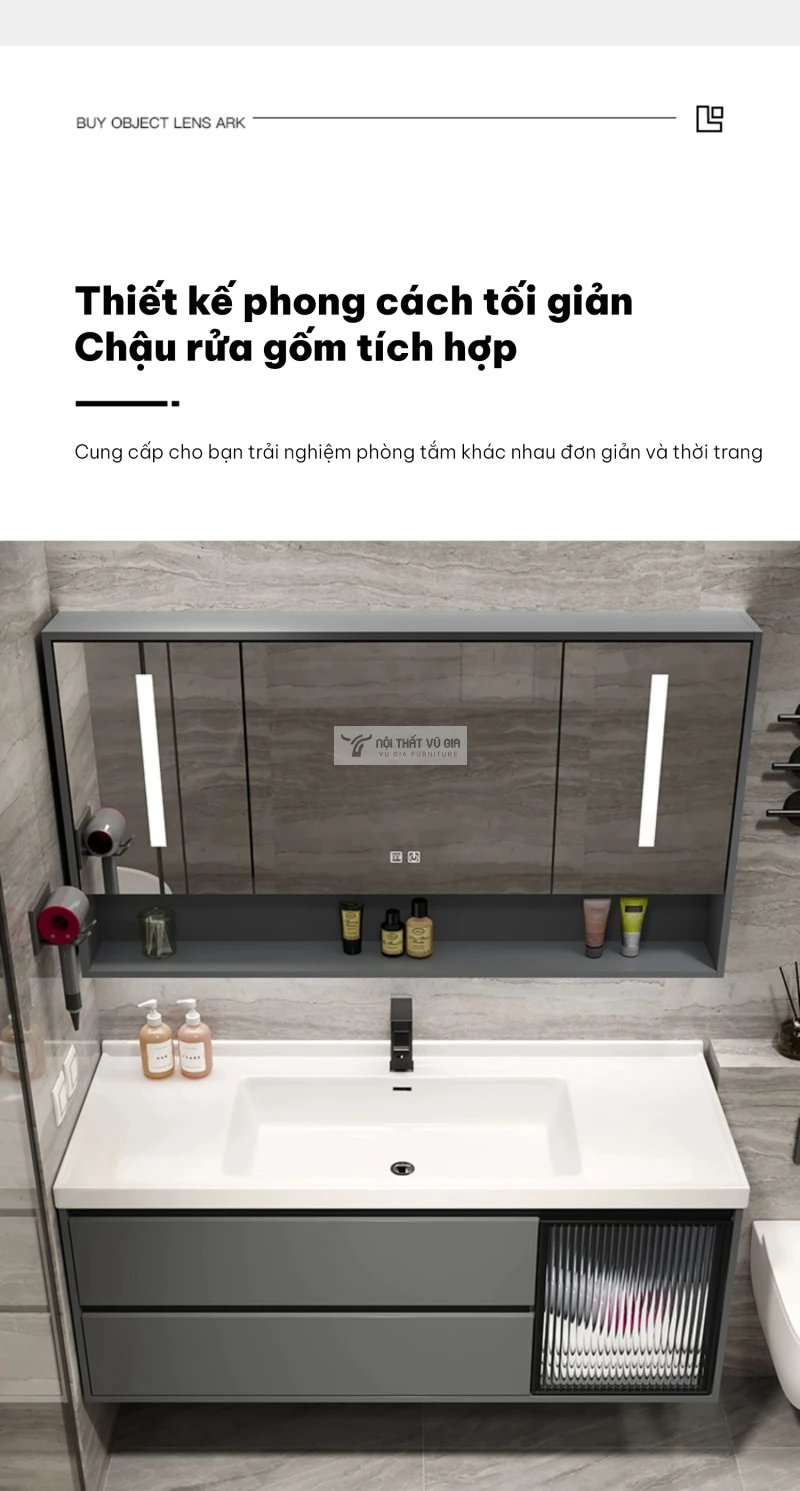 Bộ tủ chậu lavabo phòng tắm cao cấp BT20 tích hợp chậu rửa gốm cao cấp