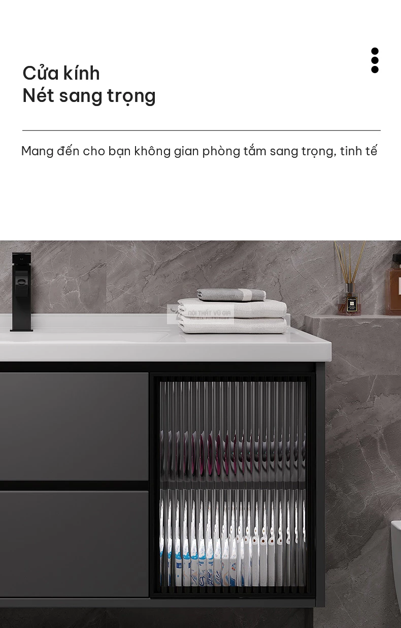 Bộ tủ chậu lavabo phòng tắm sang trọng BT19 thiết kế kết hợp cánh kính sang trọng