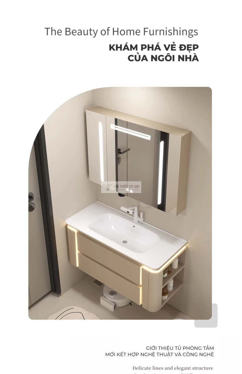 thiết kế sang trọng hiện đại của Bộ tủ chậu lavabo phòng tắm sang trọng BT32