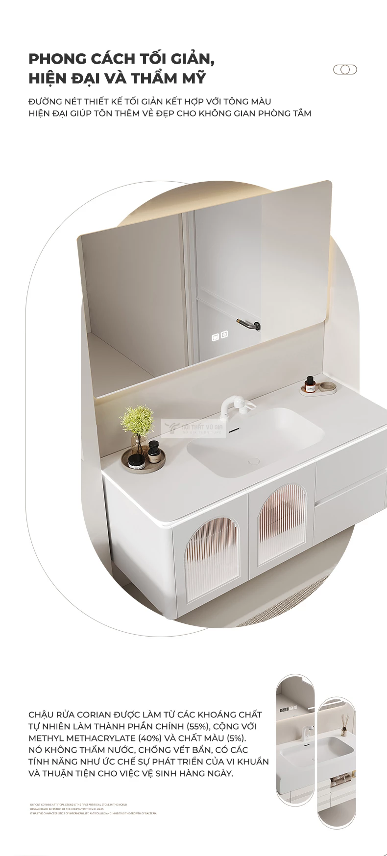 phong cách tối giản, thanh lịch của Bộ tủ chậu lavabo phòng tắm sang trọng, thanh lịch BT30