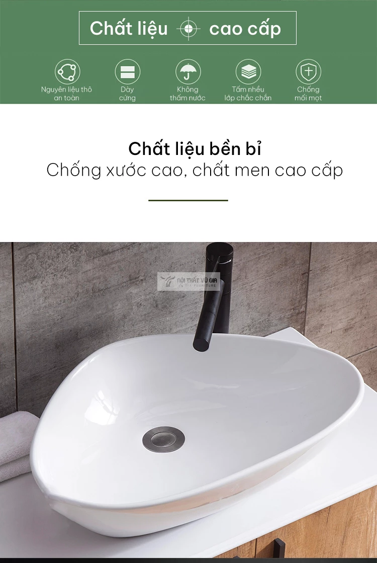 ưu điêm chất liệu của Bộ tủ chậu lavabo phòng tắm thiết kế độc đáo BT14