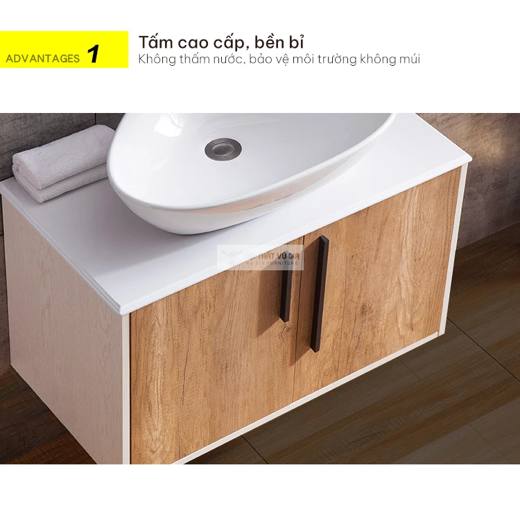 Bộ tủ chậu lavabo phòng tắm thiết kế độc đáo BT14 sử dụng chất liệu cao cấp