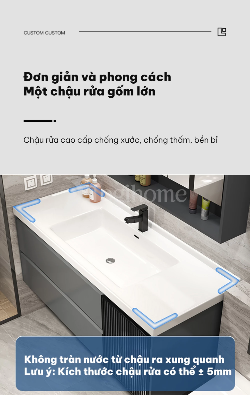chi tiết chậu rửa của Bộ tủ chậu phòng tắm cao cấp TG26