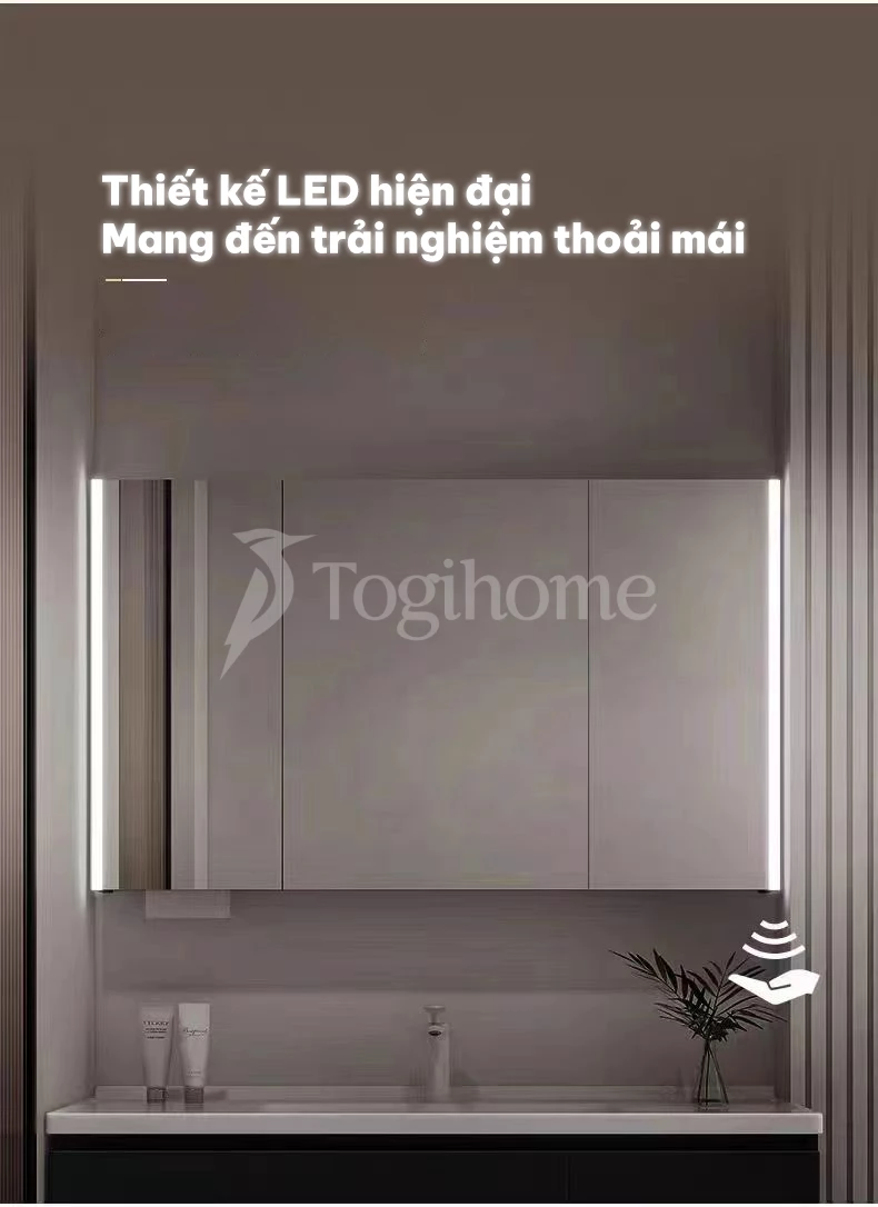 thiết kế đèn LED hiện đại ở bộ tủ chậu phòng tắm cao cấp TG35