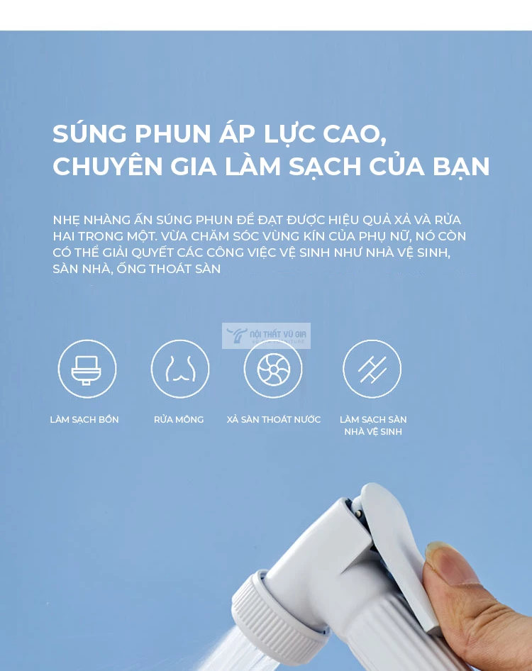 thiết kế vòi xịt áp lực cao của Bộ vòi sen tắm cao cấp BT25