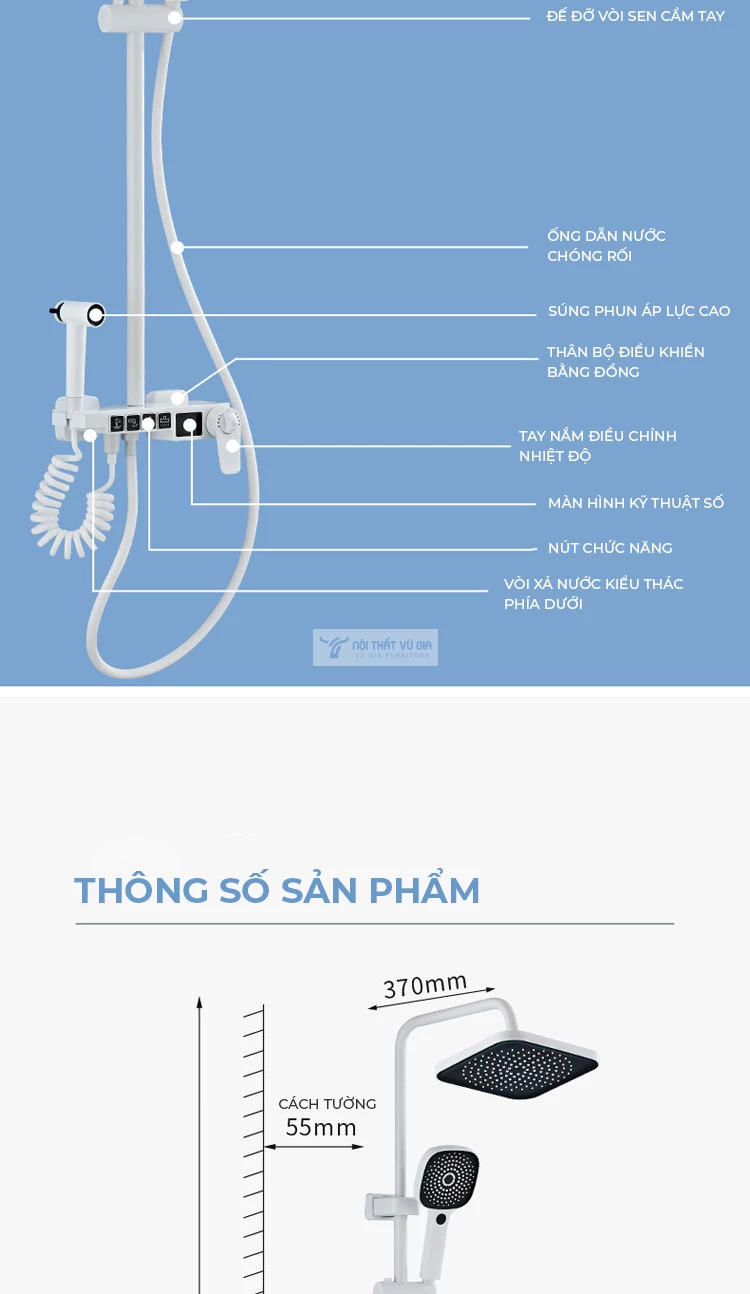 chi tiết của Bộ vòi sen tắm cao cấp BT25