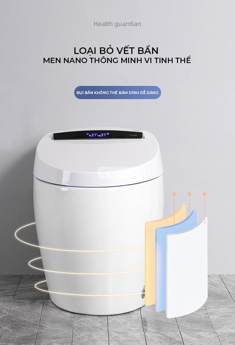 Bồn cầu thông minh thiết kế hiện đại BT01 sử dụng tráng men cao cấp