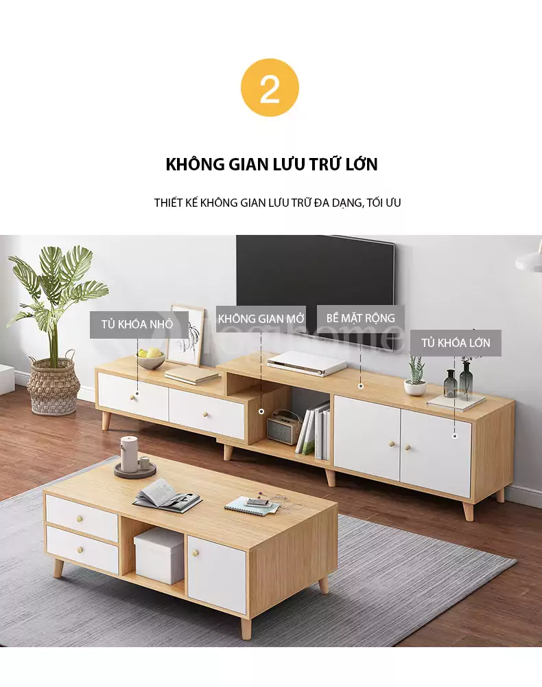 kệ tủ TV TVC035 đa dạng lưu trữ