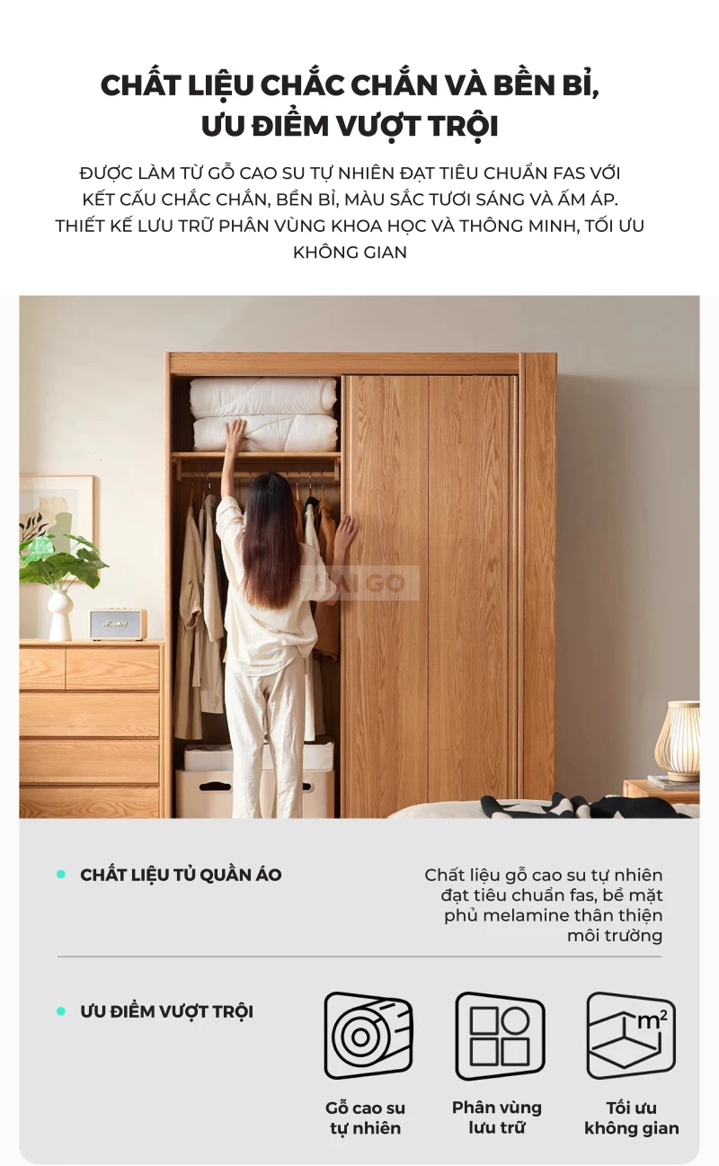 Combo Nội Thất Phòng Ngủ Gỗ Tự Nhiên Haigo COMBO385